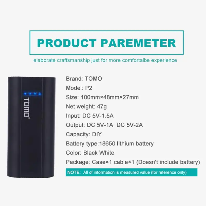 TOMO P2 USB литий-ионное интеллектуальное зарядное устройство DIY Мобильный Внешний Аккумулятор Чехол с поддержкой двух аккумуляторов 18650 и выходов для телефона
