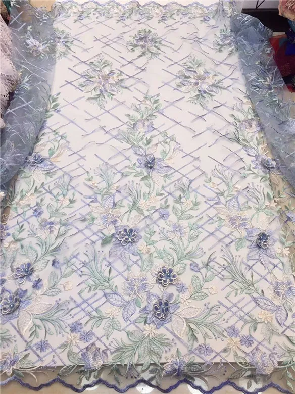 Новейшая французская многоцветная кружевная 3D Тюлевая ткань с цветочной