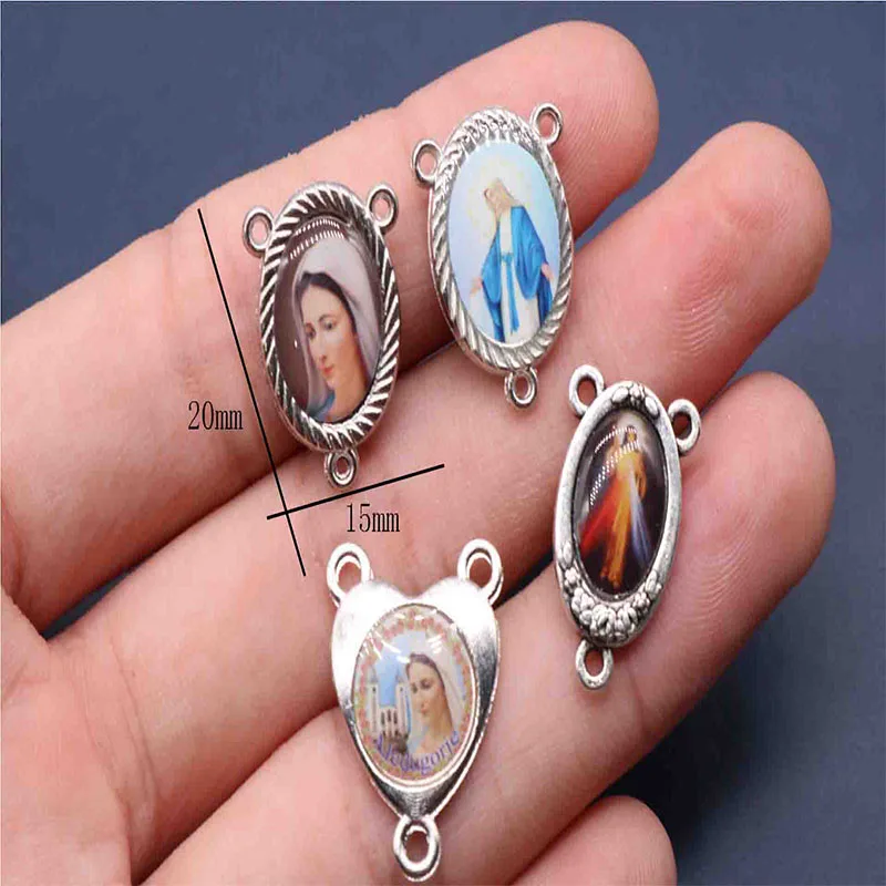 

Catholic double-sided Maria icon rosary center medal wholesale, rosary bracelet center necklace center medal.100pcs