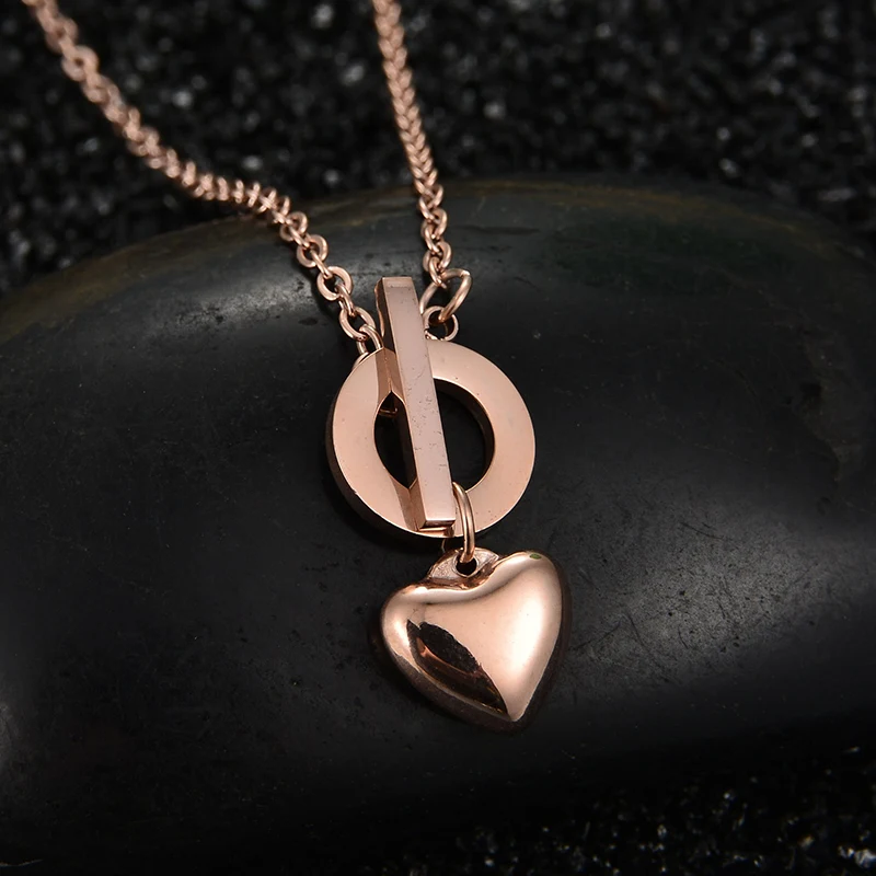 Цепочка с подвеской в форме сердца цвета розового золота|fashion jewelry|jewelry fashionfashion