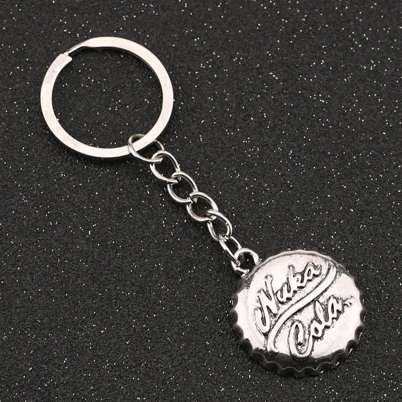 Antique Silver Fallout 4 Nuka Cola брелок Fall out 3 бутылка для напитков, винтажный античный бронзовый, серебристый цвет, брелок для ключей - Цвет: Antique Silver