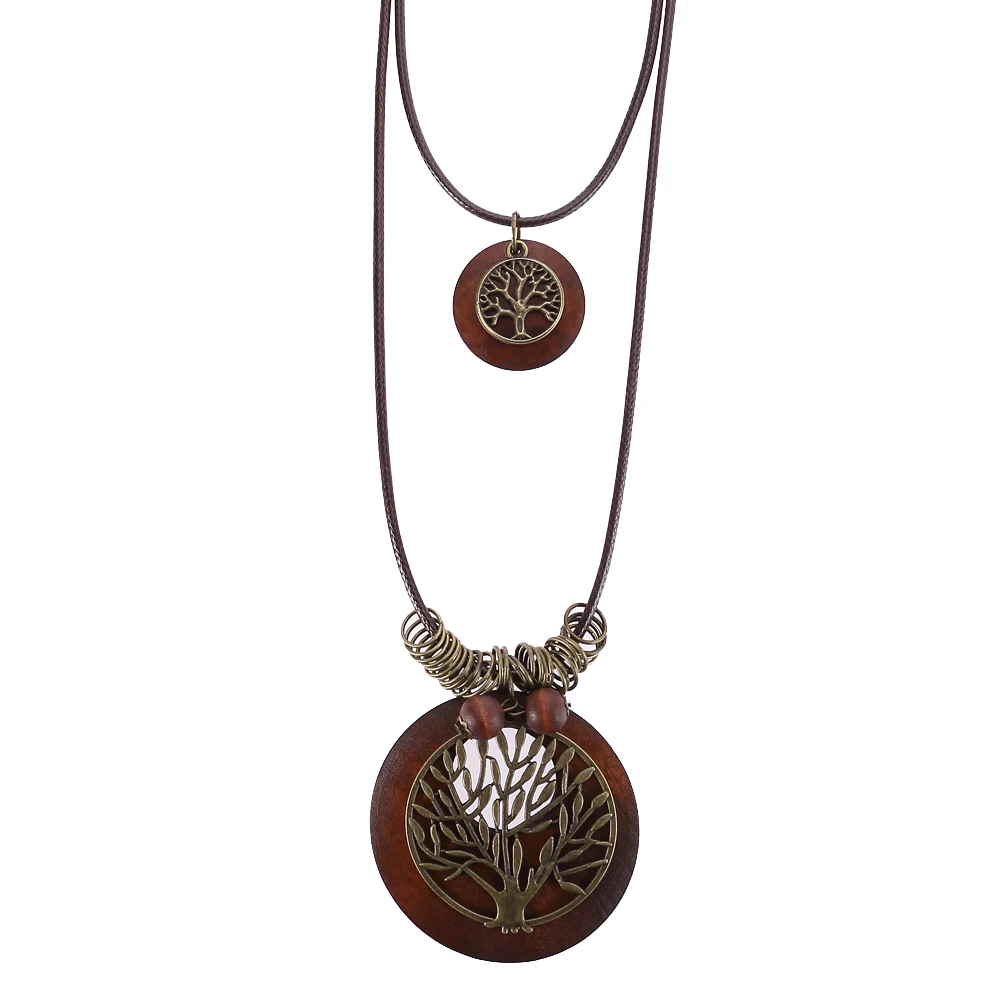 Модное ретро украшение кулон ожерелье дерево Круглый античная медь древо жизни