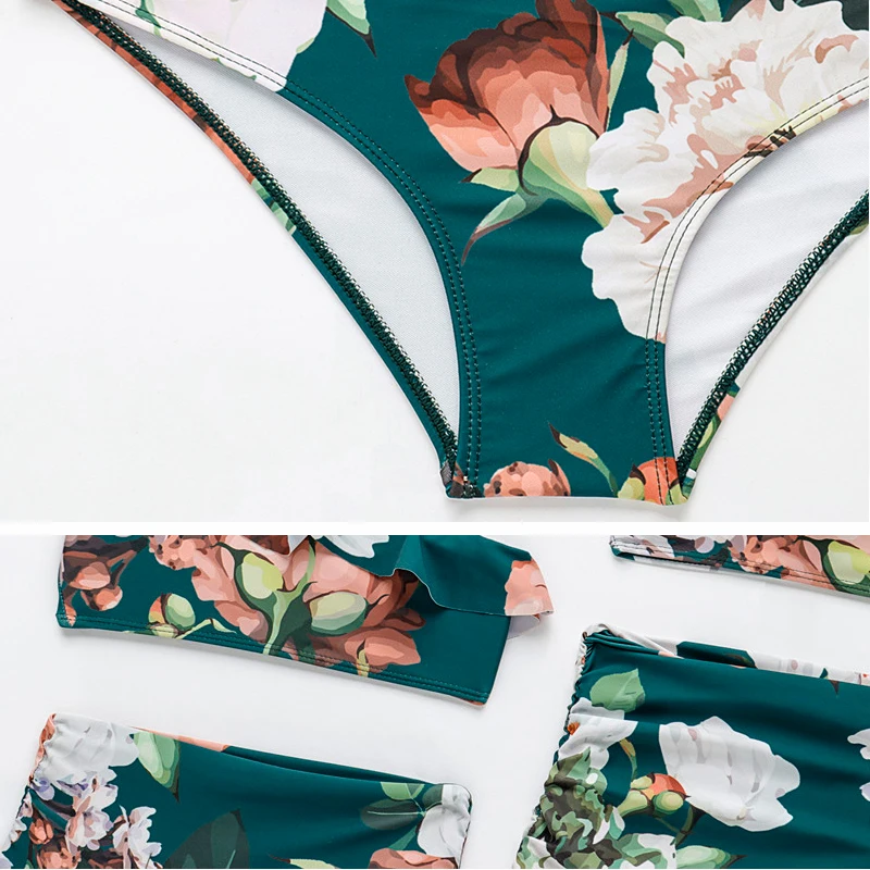 Купальный костюм для мамы и дочки бикини с оборками одежда купания родителей