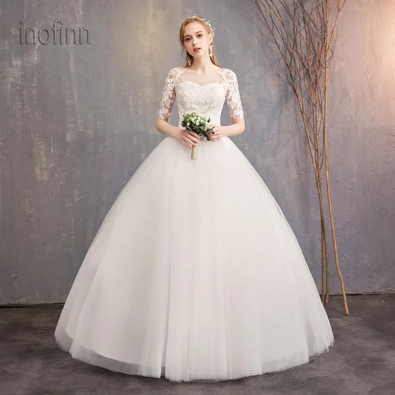 Свадебное платье в пол Inofinn белое кружевное свадебное свадебные платья для