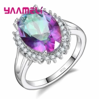 brand purple cubic zirconia crystal embellishment 925 sterling silver ring luxury style for women wedding gift