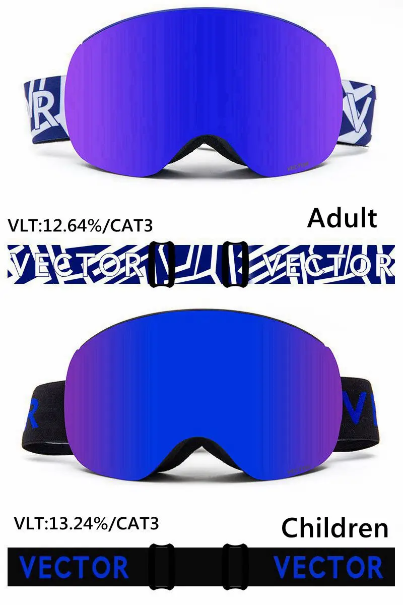 Bule Lens Set2 Famliy, мужские, женские, детские спортивные снежные очки, анти-туман, магнитные очки для катания на лыжах, UV400, для родителя и ребенка, лыжные очки - Цвет: Bule Lens Set2