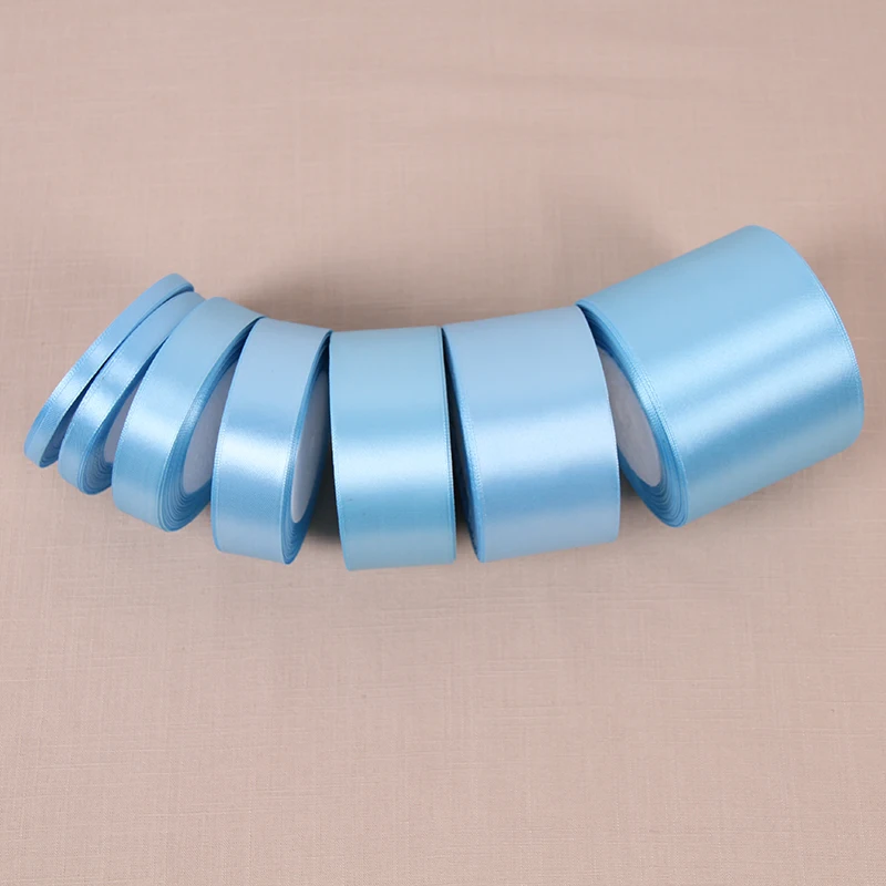 25 ярдов Небесно Голубой шёлковый Атласная Лента Свадебная вечеринка украшения