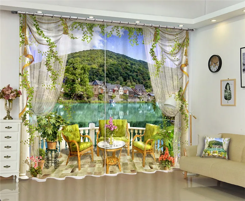 

3D Window Curtain Luxury Blackout Living Room office Bedroom Green Classicism Drapes Cortinas Rideaux Customized size pillowcase