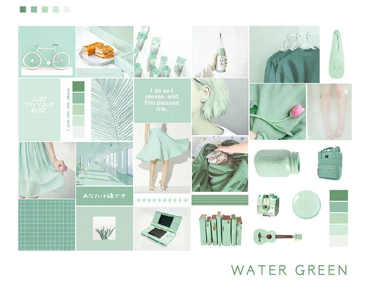 water green 60 шт./упак. Ретро цветок персика маркер стикер планировщик дневник украсить винтажные канцелярские принадлежности Стикеры s пуля журнал Papeleria sl2111 - Цвет: water green
