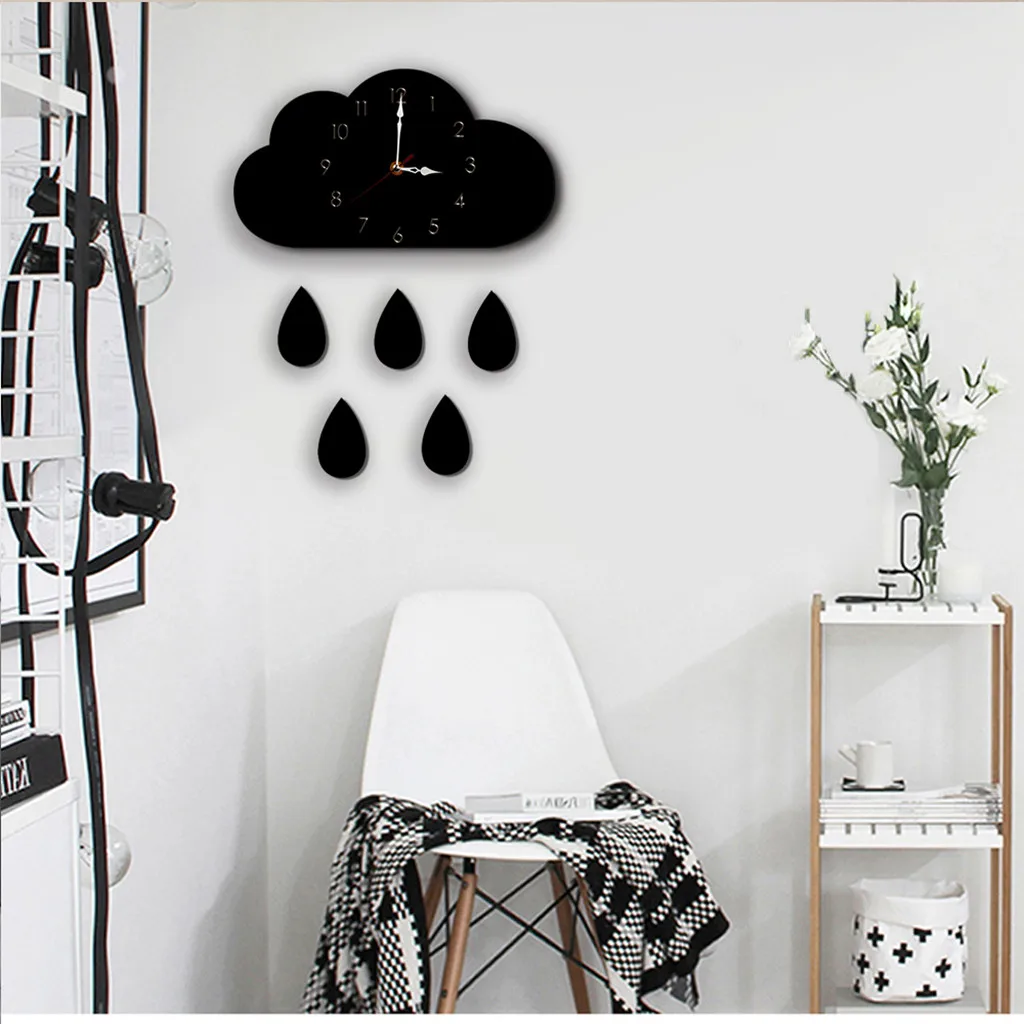 Новинка 2020 настенные часы в скандинавском стиле с облаком бесшумные деревянные