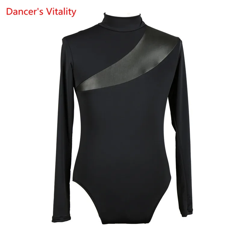 Мужской костюм с длинным рукавом и высоким воротником черная рубашка для