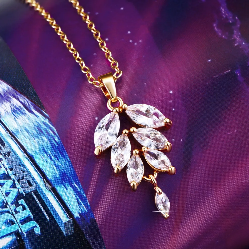 Роскошные Подвески с листьями и ожерелья стразы из фианита длинные подвески