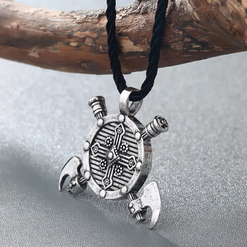 Ожерелье Cxwind в ретро стиле двойные топоры щит веревочка Викинга геометрическое