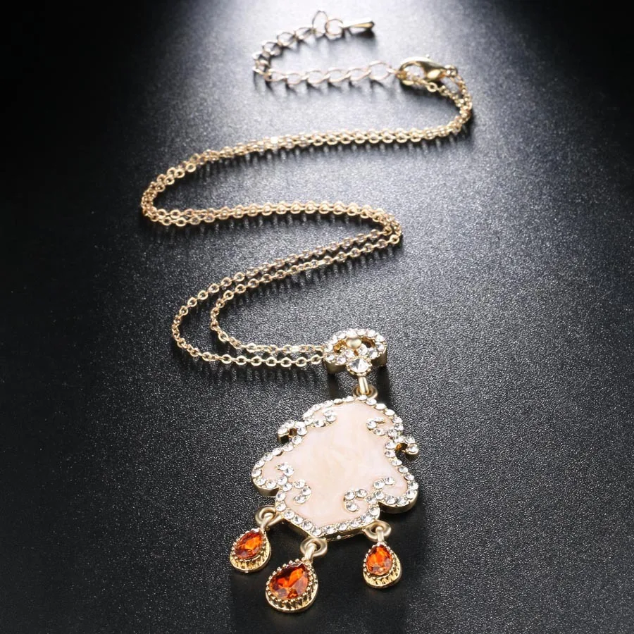 Женский ювелирный комплект из колье серёг и кольца золотистого цвета|earrings rings for