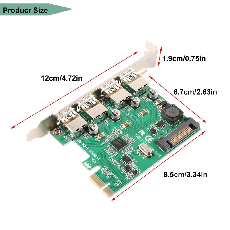 Супер скорость 4 порта Pcie к Usb 3 0 карта расширения с 15 Pin Sata разъем питания Usb3.0