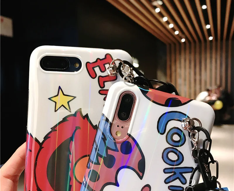 Sam S9 plus Cookie Case, Cute Sesame Street cover For Samsung Galaxy S10 lite S8 S8plus Note 8 note9 Cartoon Shell case+ strap