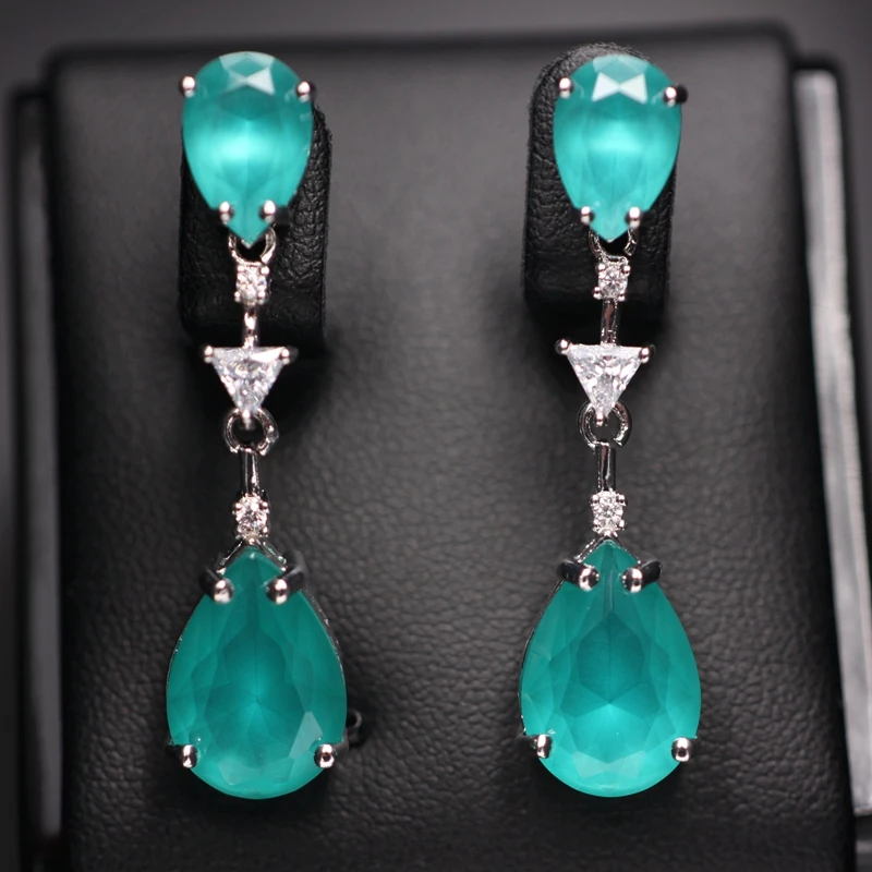 Женские Висячие серьги с фианитами класса ААА длинные подвески модные и
