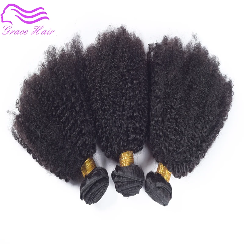 8А Перуанской Странный Вьющиеся Волосы Девственницы Благодать 3 Связки Afro Kinky