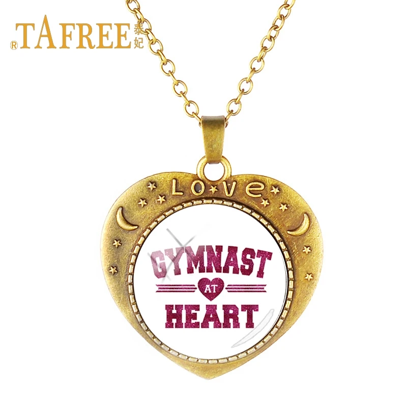 TAFREE gymnastics girl Antique Bronze Plated Pendant Necklace Art picture gymnastique fille Chocker For Women Jewelry GY071 | Украшения и