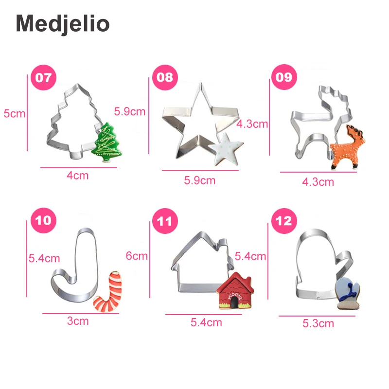 Medjelio 12 шт. рождественские резаки для печенья конфеты бисквитные формы деревья