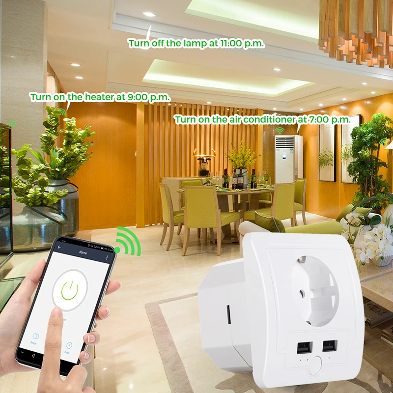 Умная розетка Wi-Fi пульт дистанционного управления Управление Smart ЕС 15A настенных