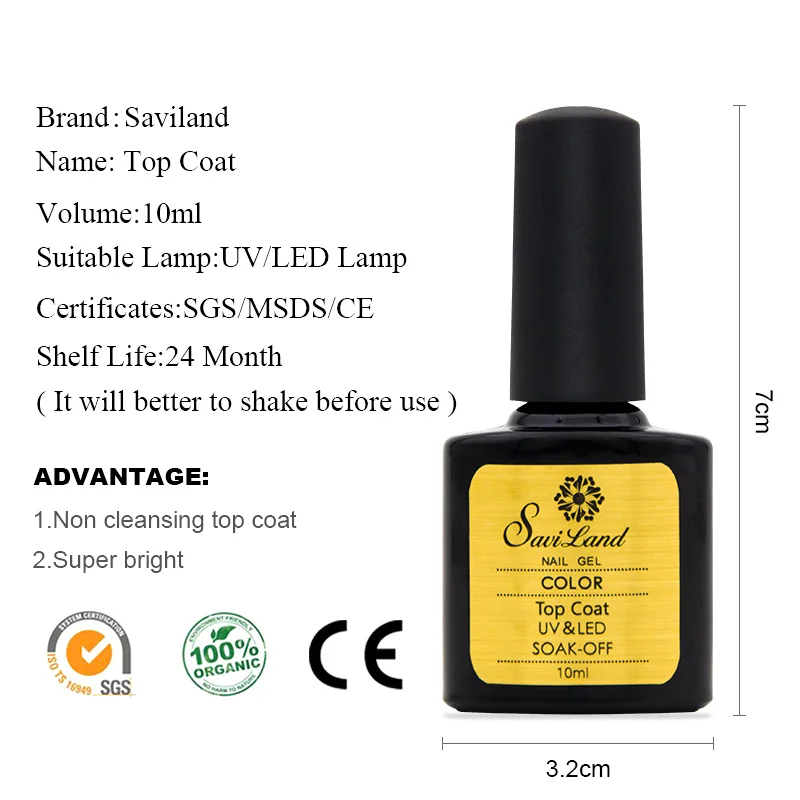 Верхнее покрытие Saviland гелевая основа праймер для УФ-светодиодов Нейл-арт гель