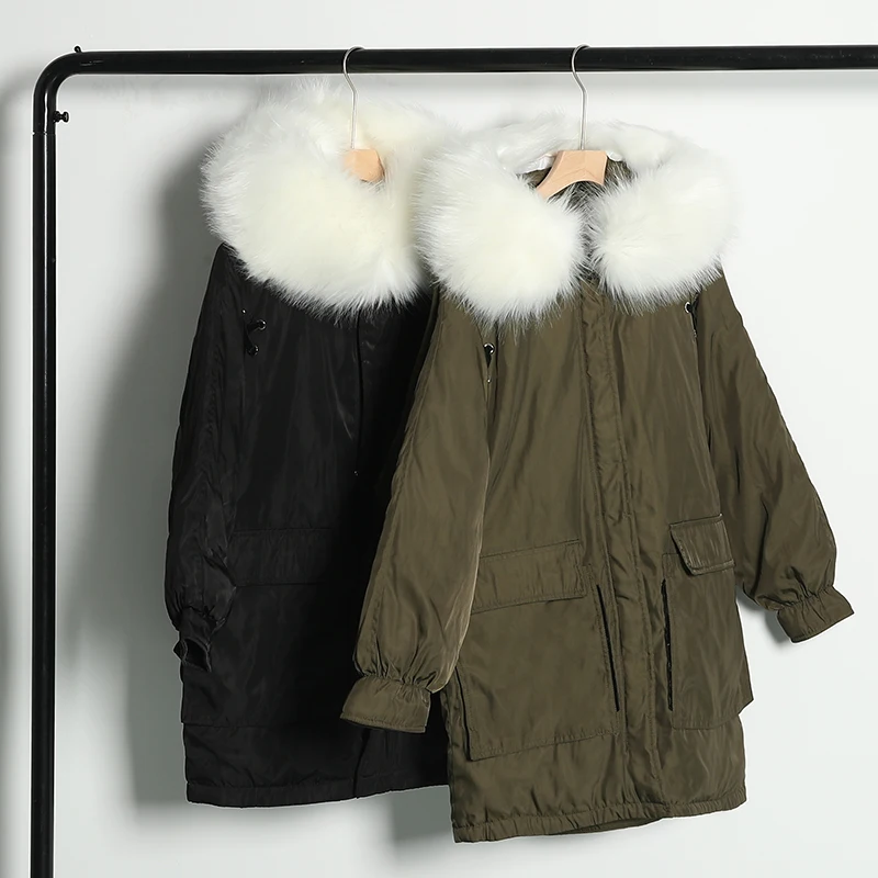 Высокое качество 2019 зимняя куртка женская с капюшоном меховым воротником