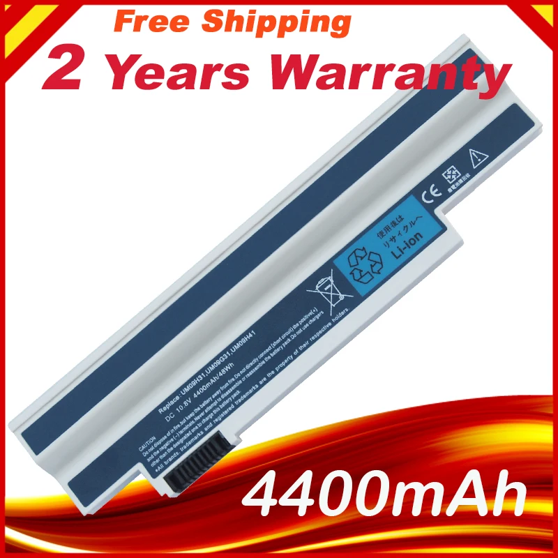 Белый аккумулятор для Acer Aspire one 532h AO532G UM09G31 UM09H31 UM09H36 UM09H41 UM09H71 6 ячеек|battery for acer