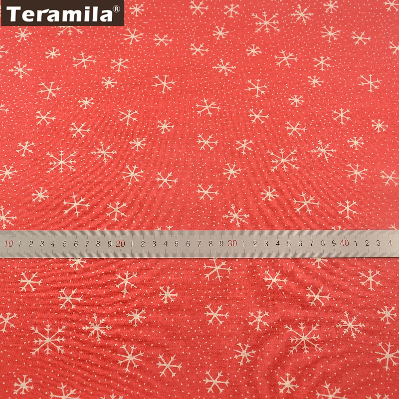 TERAMILA Printed Red snowflakes Home Textile Cotton Linen Fabric Sewing Tablecloth Pillow Bag Curtain Cushion Zakka | Дом и сад