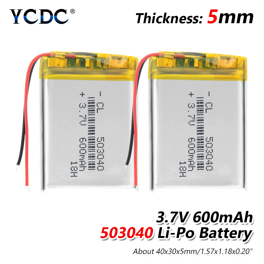 1/2/4x литий-полимерный аккумулятор Батарея Перезаряжаемые 600mAh Li-Po Батарея 503040 литий-ионный аккумулятор для батареи для Оборудование для psp MP3 MP4 gps Динамик гарнитура - Цвет: 2 pieces