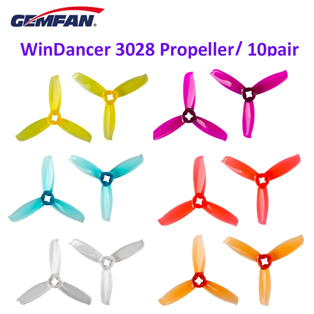 10pair / 20pcs Gemfan Windancer 3028 Propeller 3 inch PC 3-Blade CW CCW FPV Durable For Racing Drone Freestyle | Игрушки и хобби