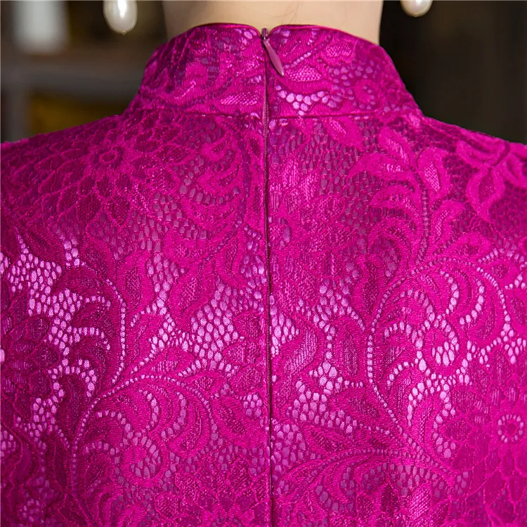 Новинка, модное красное женское длинное платье Cheongsam,, китайское женское кружевное платье Qipao, Vestidos, Размеры S M L XL XXL XXXL 415988