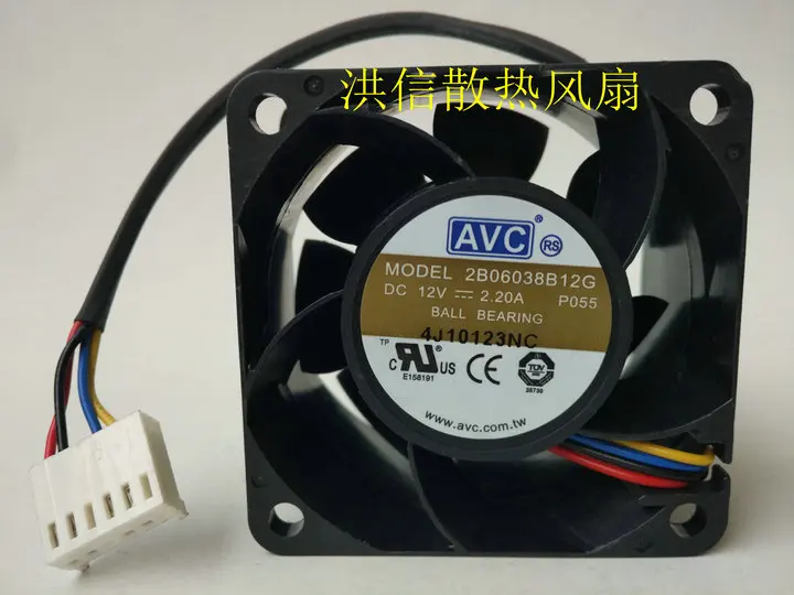 Вентилятор Охлаждения AVC 2B06038B12G P055 DC 12 В 2.20A 4 проводной 6pin разъем 60x60x38 мм для