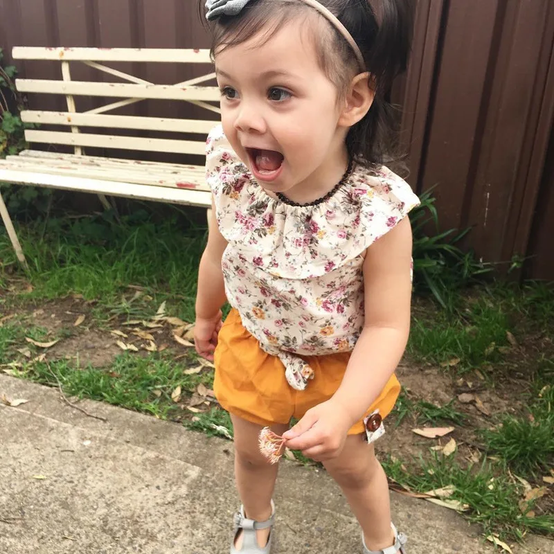 In The Summer Of 2019 New Short Sleeve Shorts Two Infant Girls Broken Flower Style Suit A Generation Hot | Детская одежда и обувь