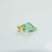 natural fashion jewelry green fluorite gold point girl pendant crystal quartz chakra stone healing pendant for women party