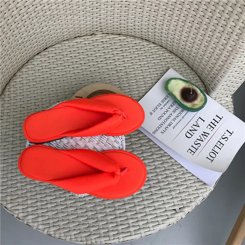 Женские флуоресцентные шлепанцы зеленые оранжевые Шлепанцы из эластичной ткани