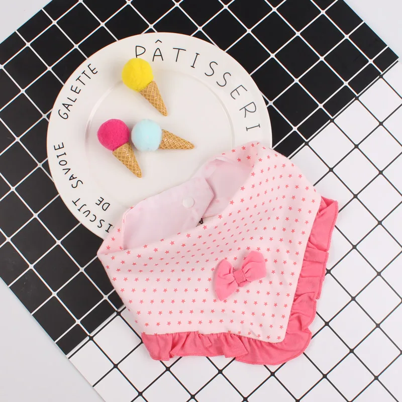 1PC Baby Girl Bibs Absorb Cotton Triangular Towel Infant Bow Design Bandana Children Cartoon Bib Toddler Waterproof Cloth | Детская