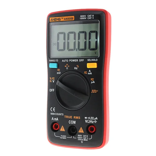Красный AN8008 True RMS lcd Цифровой мультиметр 9999 отсчетов квадратная волна AC DC Напряжение Амперметр Ток Ом Авто/ручная подсветка - Цвет: Красный