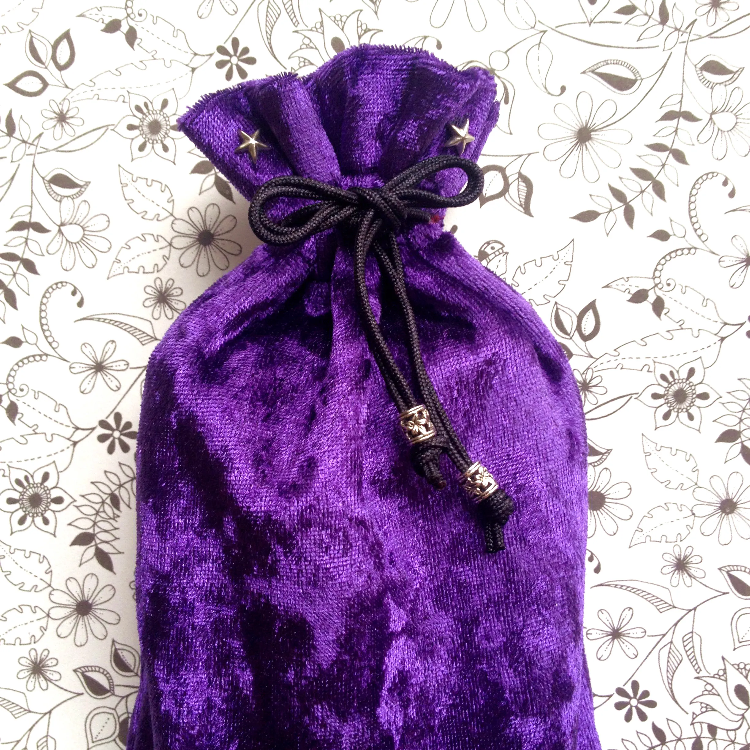 bag 65x65 см синий/фиолетовый/черный/темно-синий бархат Таро скатерть флокирование ткань пентаграмма стиль настольная игра, карты Таро - Цвет: bag