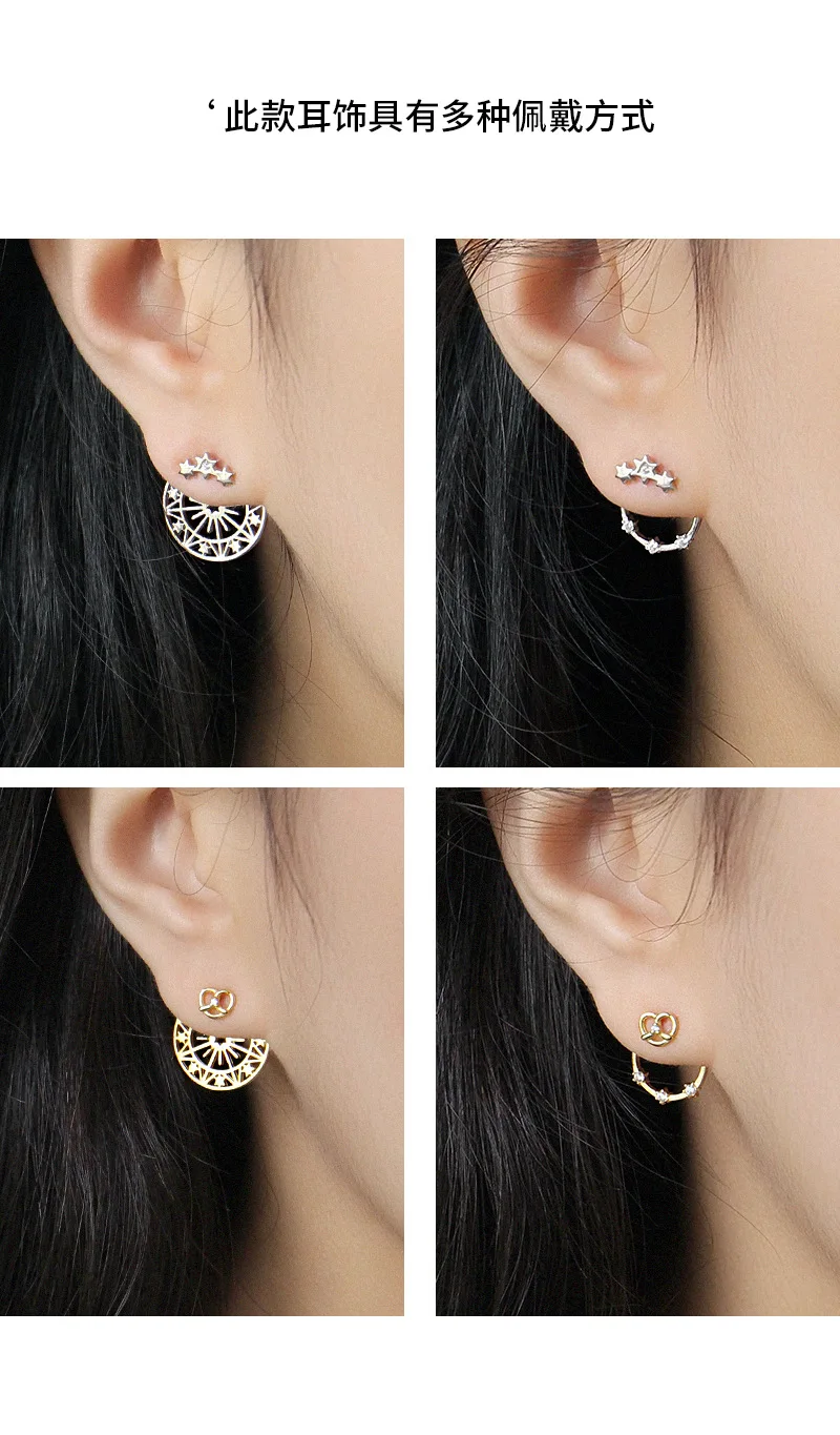 Женские серьги гвоздики из серебра 925 пробы 4 шт./компл.|Серьги-гвоздики| |