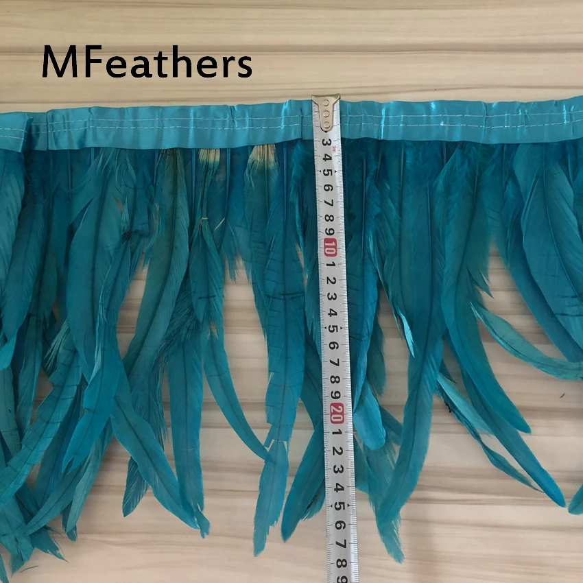 2 м/лот бирюзовые синие окрашенные петух Куриные перья отделка кружева бахрома boas