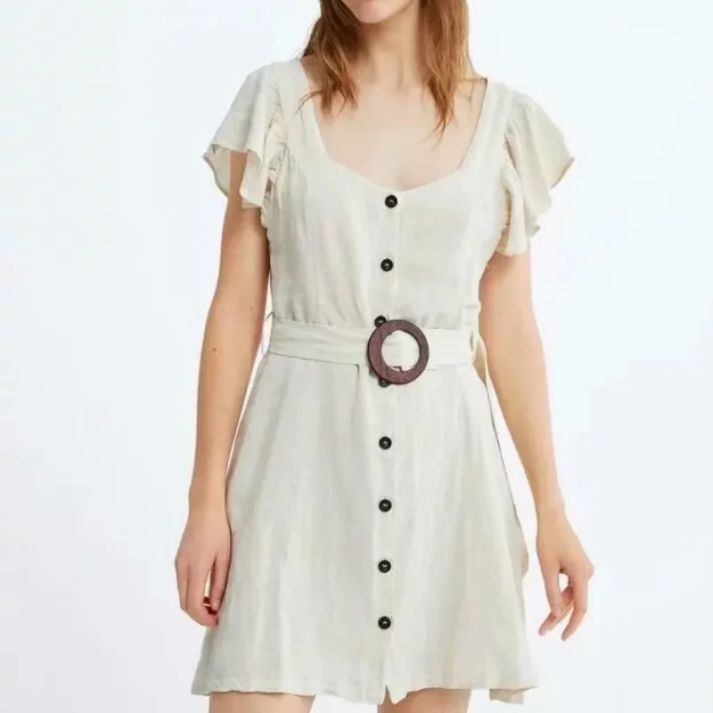 Женское платье трапециевидной формы Vestido сексуальное без рукавов с вырезом