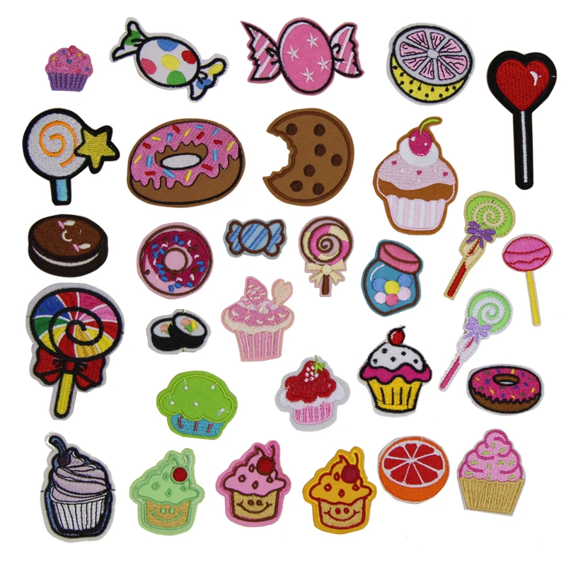 1 шт. маленькие вышитые патчи с вышивкой в виде конфет и тортов тканевые