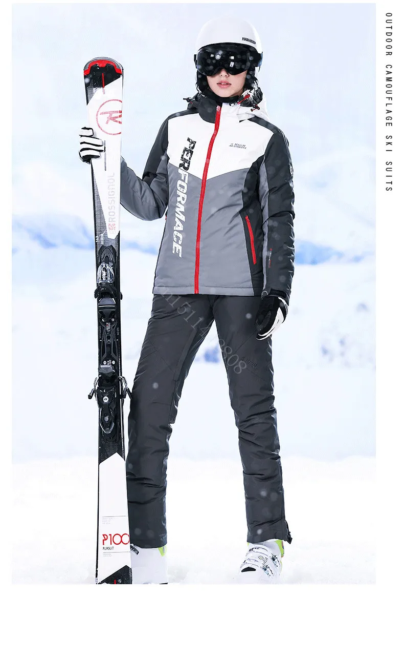 High Experience Women Ski Sets Mountain Skiing Outdoor Winter Warm Sport Suits Ladies Snow Clothing Ski Jacket Female Ski Suit