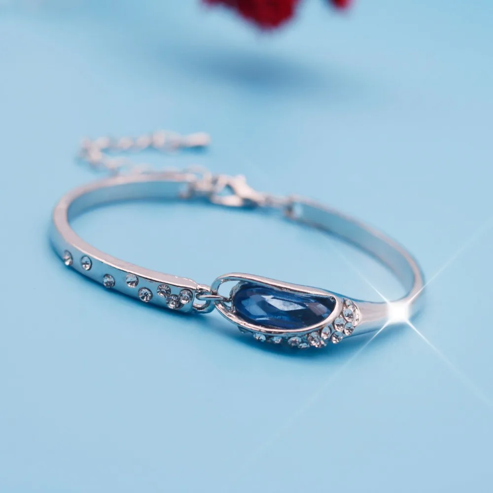 2018 Модные украшения Новый капли воды кристаллы Для женщин браслет синий