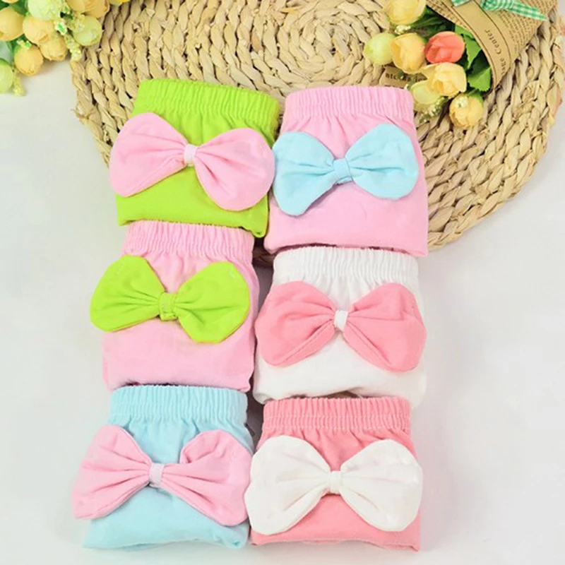 Хлопковые трусы с большим бантом 4 цвета 1 шт.| |