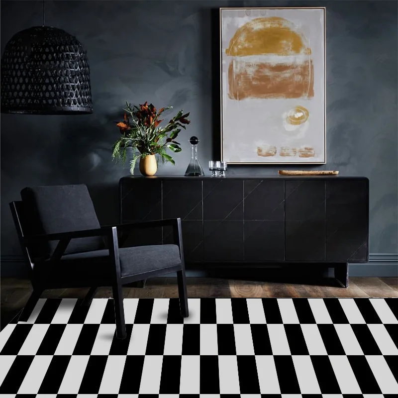 

Fashion black and white Crystal velvet printed carpets For living room/Bedroom/study Decor carpet Geometric pattern Floor Mats