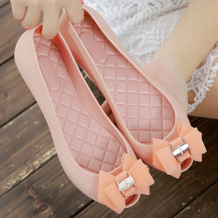 Сандалии-желе женские с открытым носком повседневные туфли бантом без застежек