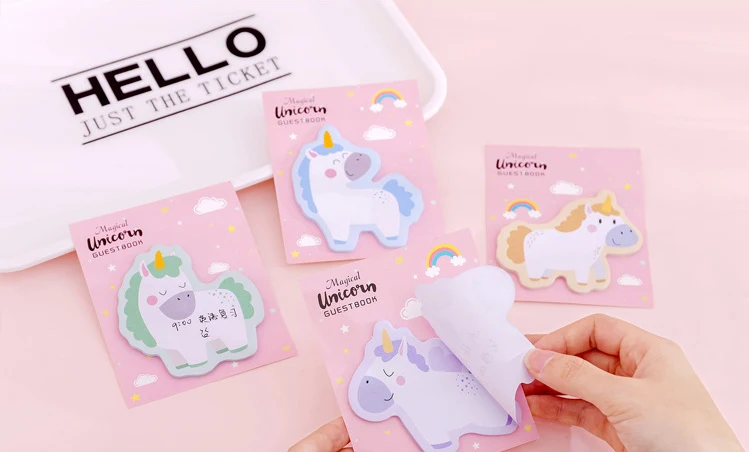Симпатичные Kawaii Единорог блокноты стикеры студенческие мультфильм этикетки канцелярские товары офисные Скрапбукинг Бумажные принадлежности 1 шт