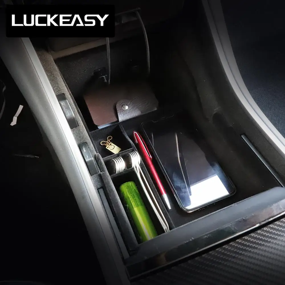 LUCKEASY Автомобильная Центральная коробка для хранения для Tesla модель 3- салонные аксессуары центральной консоли Организатор